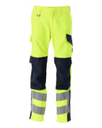 13879-216-17010 Pantalones con bolsillos para rodilleras - amarillo de alta vis./azul marino oscuro