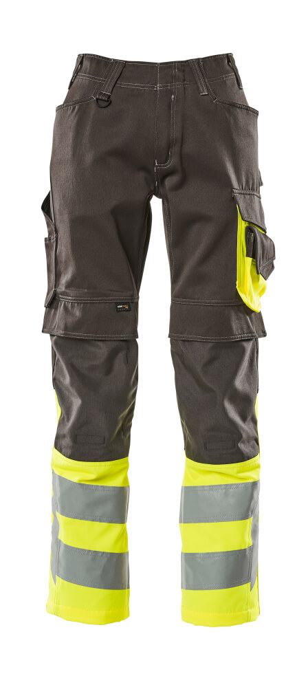 15679-860-1817 Pantalones con bolsillos para rodilleras - antracita oscuro/amarillo de alta vis.
