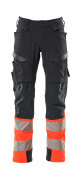 19179-511-01014 Pantalones con bolsillos para rodilleras - azul marino oscuro/naranja de alta vis.