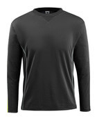 50128-933-0917 Camiseta, manga larga - negro/amarillo de alta vis.